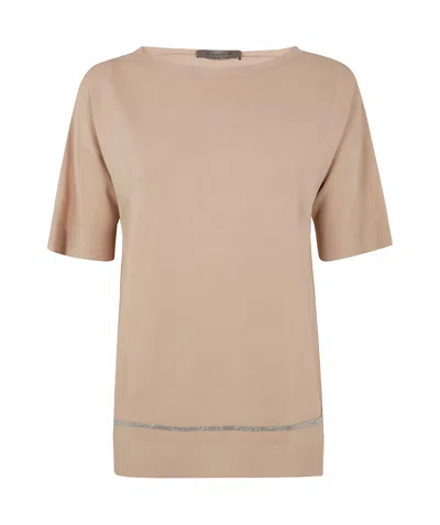 D Exterior D.exterior Viscose Short Sleeves T-shirt In Nude
