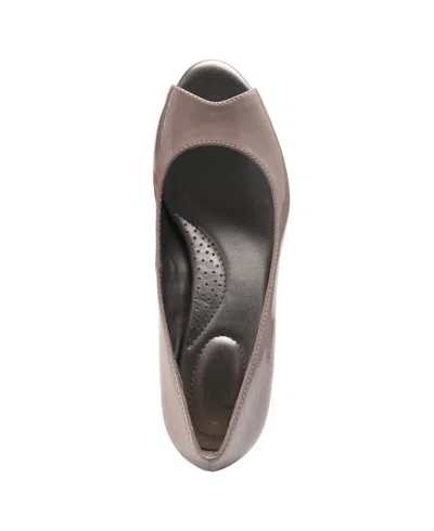 Bandolino Peep Toe Wedge Pump In Light Taupe Patent