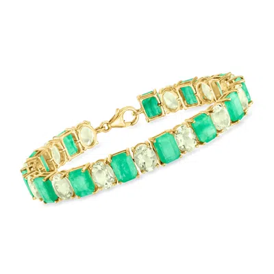 Ross-simons Emerald And Prasiolite Bracelet In 18kt Gold Over Sterling In Multi