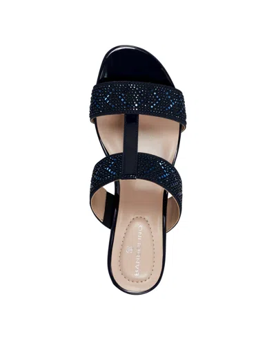 Bandolino Women's Iluvit Embellished T-strap Wedge Sandals In Navy
