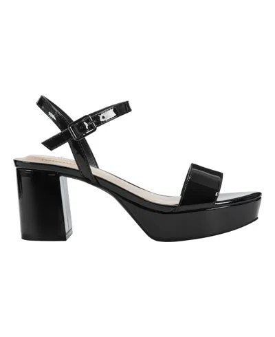 Bandolino Women's Pennie Platform Block Heel Sandals In Black Patent