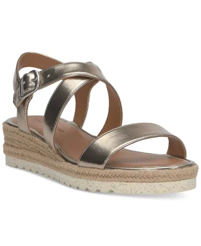Lucky Brand Women's Trianna Strappy Espadrille Wedge Sandals In Constellation Gold