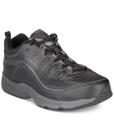 Easy Spirit Women's Romy Sneaker - Wide Width In Black/dark Grey In Black,dark Gray
