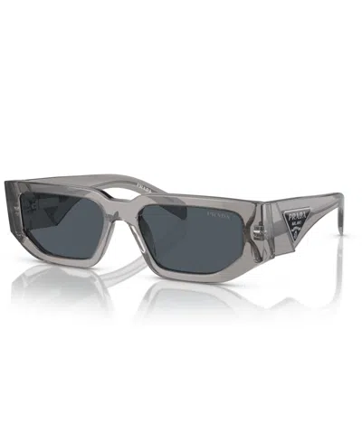 Prada Triangle-logo Rectangle-frame Sunglasses In Transparent Asphalt