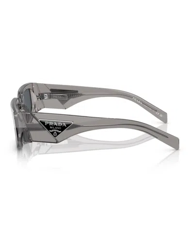 Prada Triangle-logo Rectangle-frame Sunglasses In Transparent Asphalt
