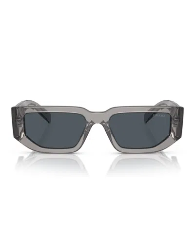 Prada Triangle-logo Rectangle-frame Sunglasses In Transparent Asphalt