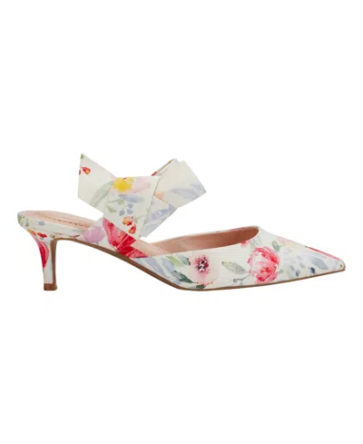 Bandolino Women's Millie Pointed Toe Kitten Heel Mules In Ivory Floral