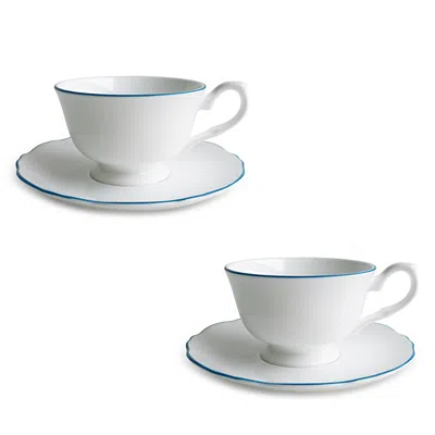 Twig New York Amelie Espresso Cup & Saucer, Set Of 2 In Blue/white