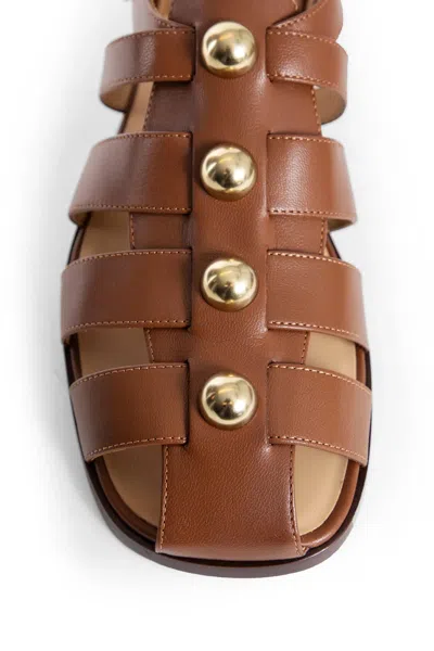 Valentino Garavani Valentino Studshield Fisherman Calfskin Sandal Tobacco In Brown