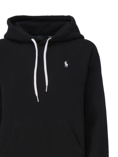 Polo Ralph Lauren Black Hoodie With Drawstring Hood And Pony Embroidery On The Front In Cotton Blend Woman In Poloblack