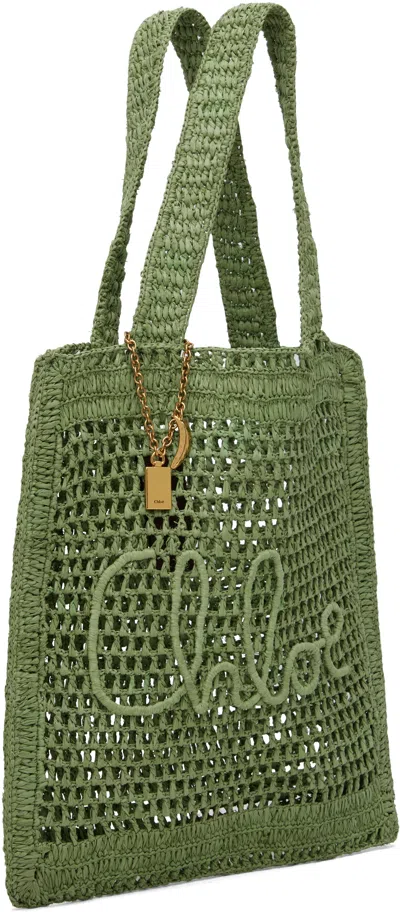 Chloé Chloe Women Green Raffia Estate Banana Shopping Bag