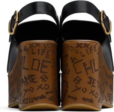 Chloé Maxime Leather Slingback Platform Sandals In 001 Black