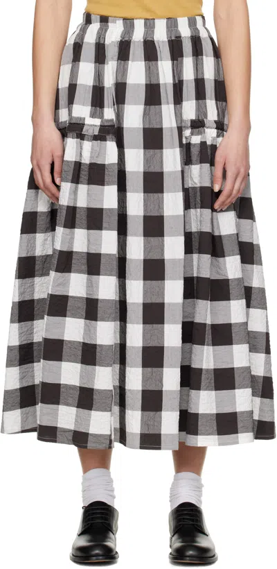 Toogood White & Brown 'the Harvester' Midi Skirt In Tablecloth Gingham C