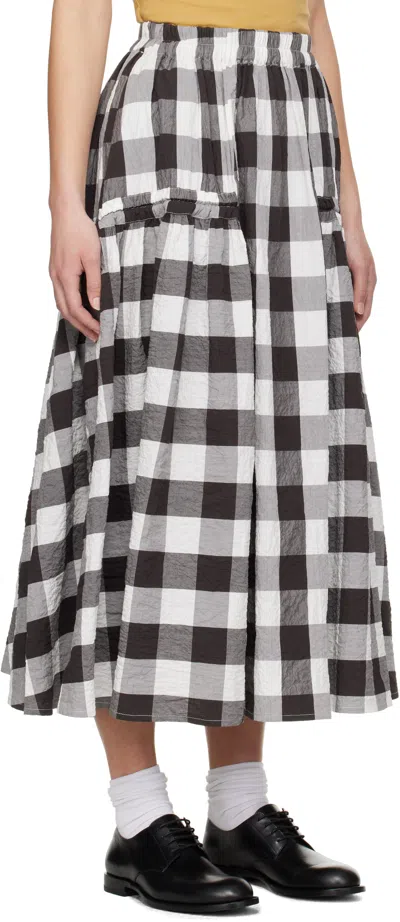 Toogood White & Brown 'the Harvester' Midi Skirt In Tablecloth Gingham C
