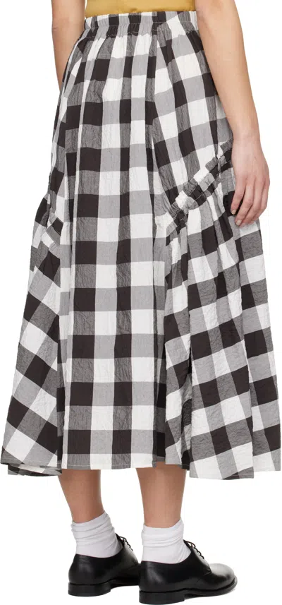 Toogood White & Brown 'the Harvester' Midi Skirt In Tablecloth Gingham C