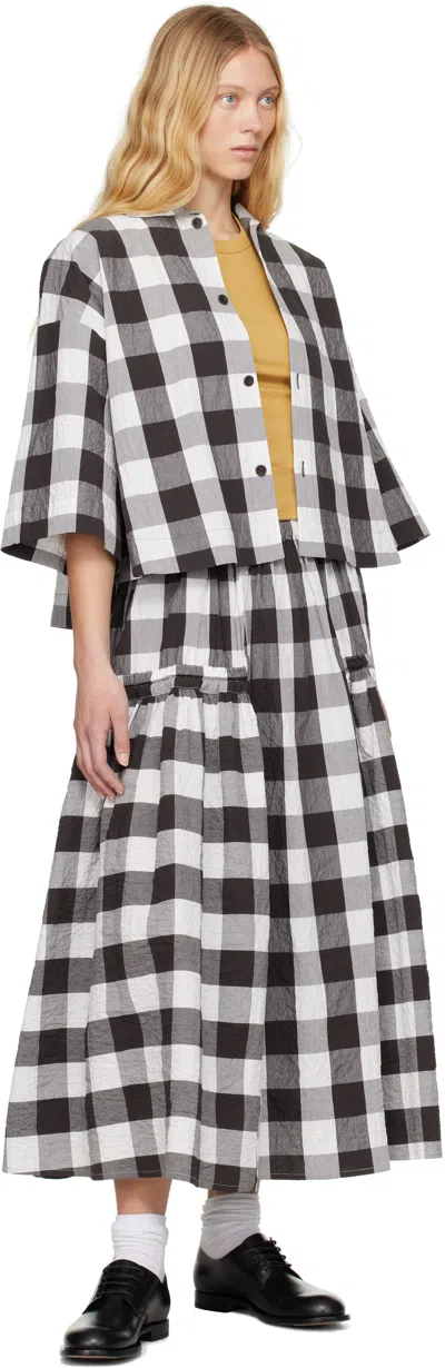 Toogood White & Brown 'the Harvester' Midi Skirt In Tablecloth Gingham C