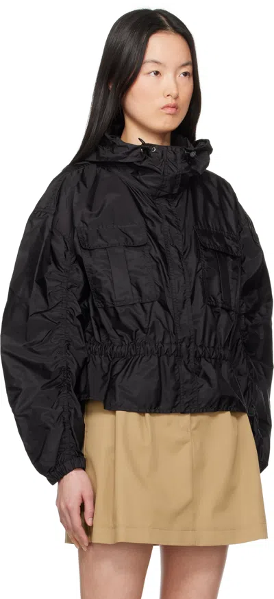 Moncler Black Curton Hooded Peplum Jacket In 999 Black