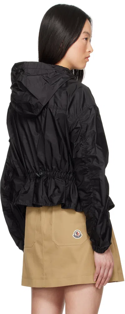 Moncler Black Curton Hooded Peplum Jacket In 999 Black