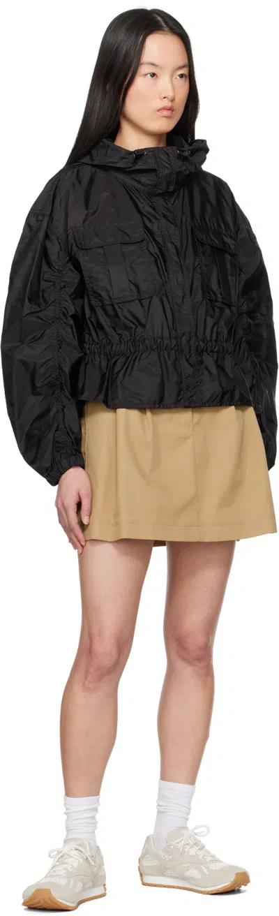 Moncler Black Curton Hooded Peplum Jacket In 999 Black