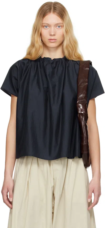 Toogood Navy 'the Poet' Top In Cotton Silk Ink