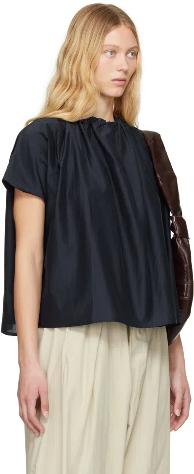 Toogood Navy 'the Poet' Top In Cotton Silk Ink