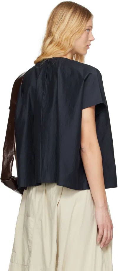 Toogood Navy 'the Poet' Top In Cotton Silk Ink