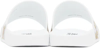 Versace Jeans Couture White Outline Barocco Pool Slides In Eg03 White/gold