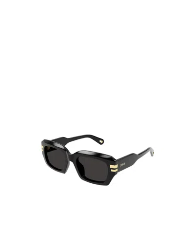 Chloé Rectangle Acetate Sunglasses In Black