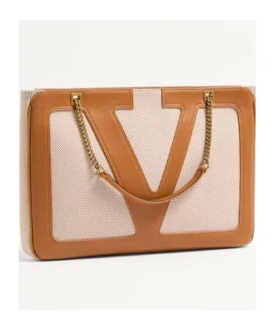 Valentino Viva Superstar Canvas Shoulder Bag In Nude