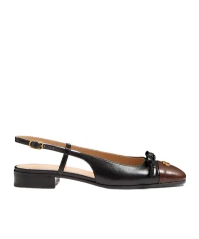 Valentino Valet Du Roi Slingback Ballerina Flats In Black/coffee In Black/coffee
