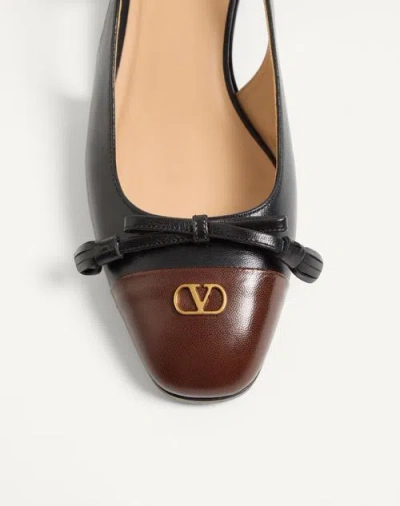 Valentino Valet Du Roi Slingback Ballerina Flats In Black/coffee In Black/coffee