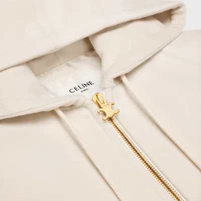 Celine Long Sleeve Hooded Sweatshirt In Ivory