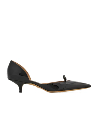 Ferragamo Gylla Patent Bow Slingback Pumps In Nero Biscotto