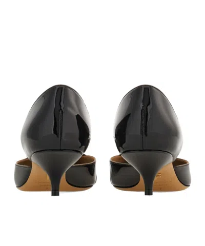 Ferragamo Gylla Patent Bow Slingback Pumps In Nero Biscotto