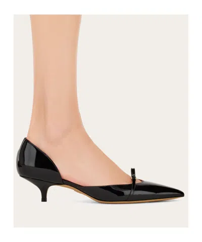 Ferragamo Gylla Patent Bow Slingback Pumps In Nero Biscotto