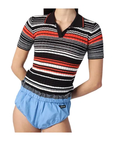 Roberto Collina Striped Polo Shirt In Cotton Blend In Multi