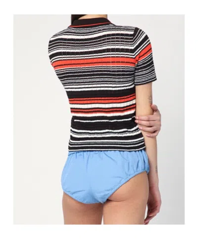 Roberto Collina Striped Polo Shirt In Cotton Blend In Multi