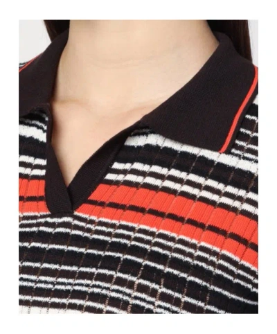 Roberto Collina Striped Polo Shirt In Cotton Blend In Multi