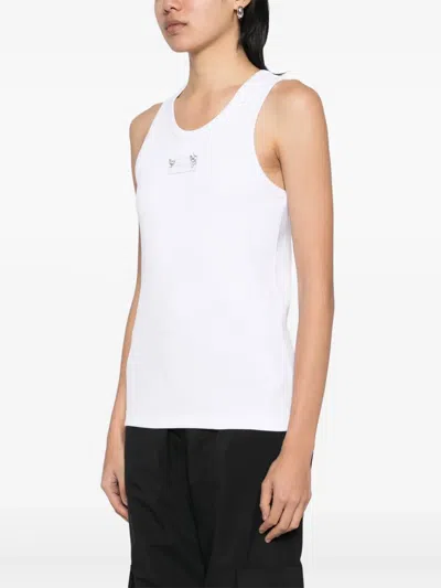 Moncler Beaded Embroidery Cotton Blend Tank Top In White