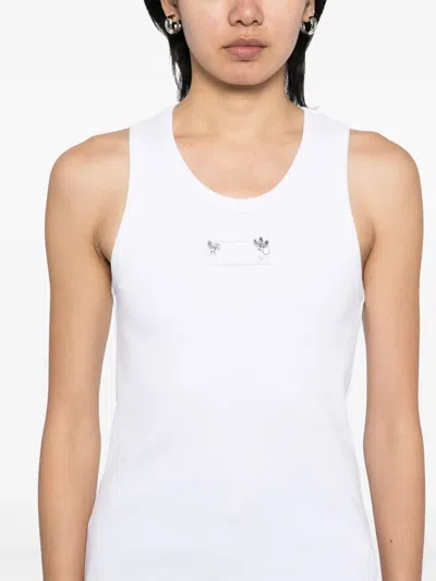Moncler Beaded Embroidery Cotton Blend Tank Top In White