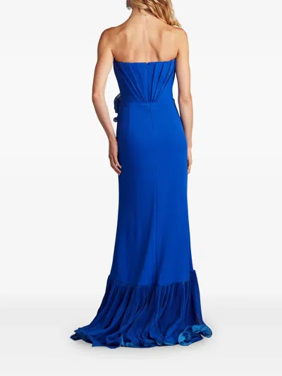 Tadashi Shoji Pleated Strapless Gown With Cascading Ruffles In Multi