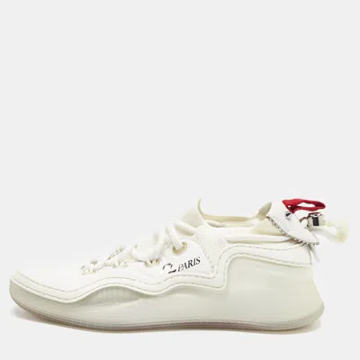 Pre-owned Christian Louboutin White Suede And Fabric Arpoador Donna Sneakers Size 36
