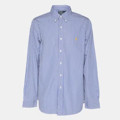 Pre-owned Polo Ralph Lauren Blue/white Striped Cotton Button Front Shirt Xl
