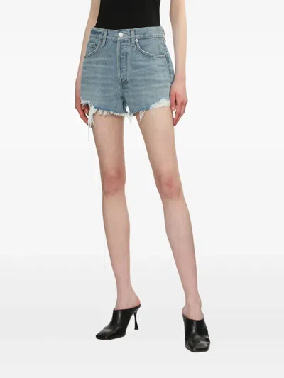 Agolde Ripped Denim Shorts In Anmt