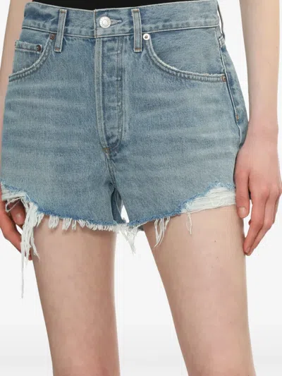 Agolde Ripped Denim Shorts In Anmt