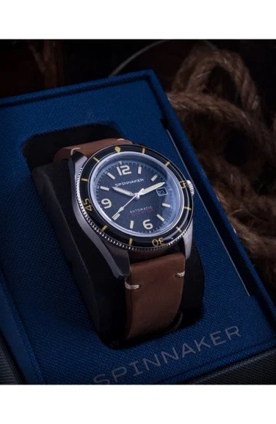 Spinnaker Fleuss Automatic Leather Strap Watch, 43mm In Brown