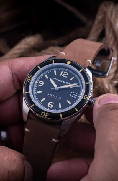 Spinnaker Fleuss Automatic Leather Strap Watch, 43mm In Brown