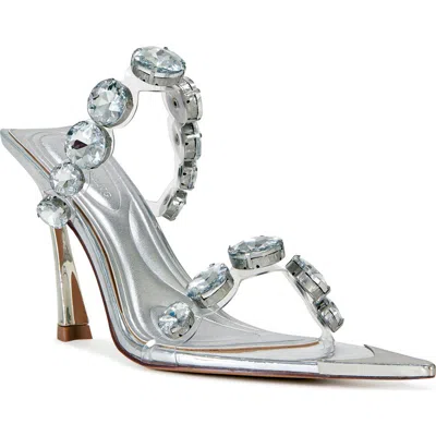 Azalea Wang Paolina Pointed Toe Slide Sandal In Silver