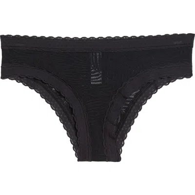 Meundies Allover Lace Tanga In Black Feather