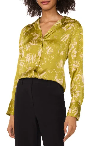 Vince Camuto Charmeuse Button-up Top In Green Oasis